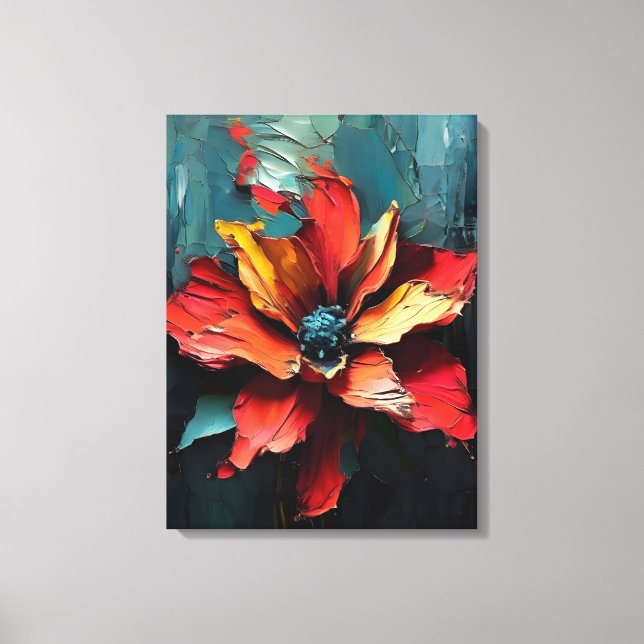 Toile Fleur rouge frappante en Abstrait (Recto)