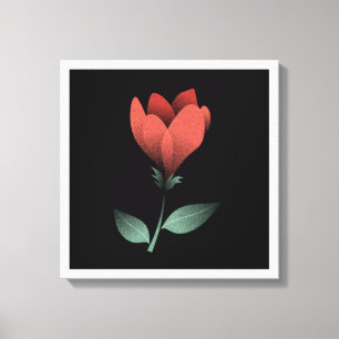 Toile Fleur rouge minimaliste, Art Arrière - plan noir