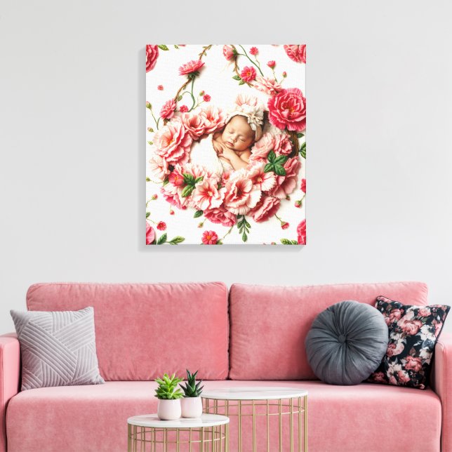 Toile Fleur sacrée de janvier - Portrait de bébé fille (Insitu(Salon))