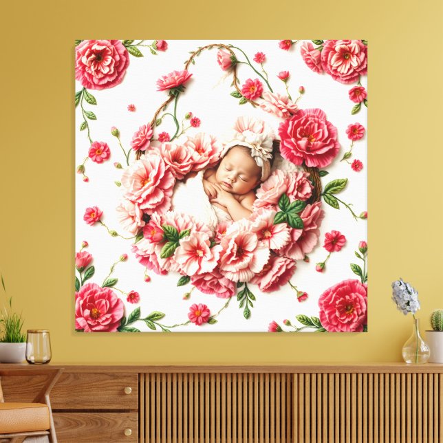 Toile Fleur sacrée de janvier - Portrait de bébé fille (Insitu(Salon))