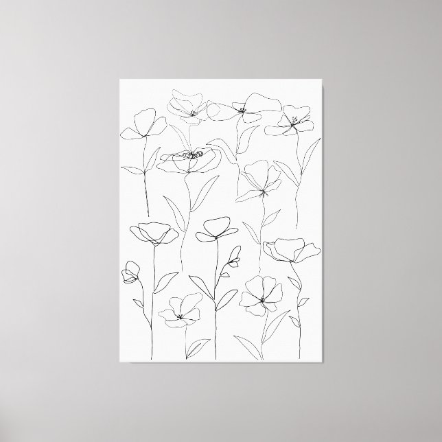 Toile Fleur sauvage de pavot noir et blanc minimal flora (Recto)