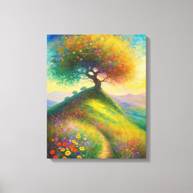 Toile Fleur sauvage Hill Peinture arborescente été (Recto)