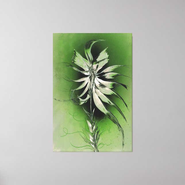 Toile Fleur sereine sur vert (Recto)