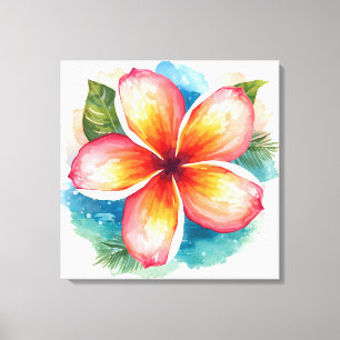 Toile Fleur tropicale, Frangipanier en fleurs au paradis