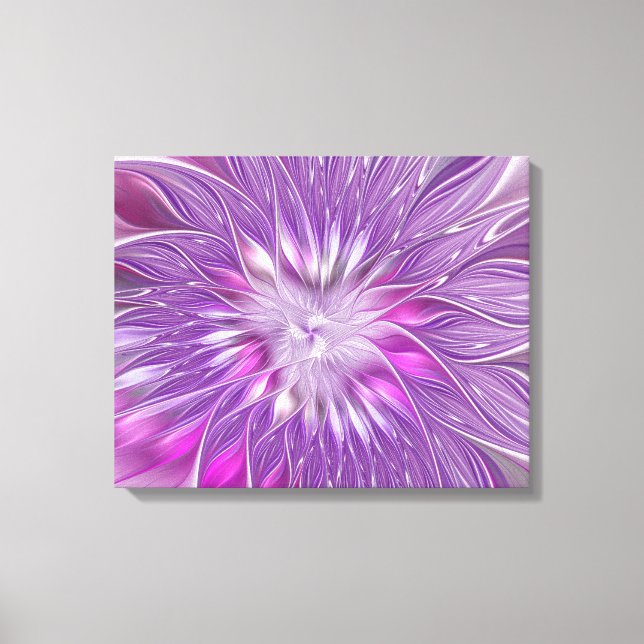 Toile Fleur violette rose Passion Abstrait Art fractal (Recto)