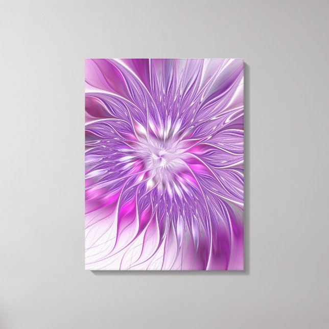 Toile Fleur violette rose Passion Abstrait Art fractal (Recto)