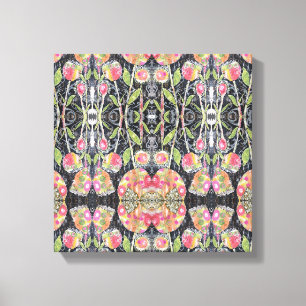 Toile Fleurs Abstraites en Techniques Mixtes