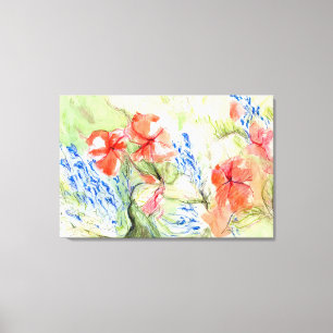 Toile Fleurs Balsam et Lobelia
