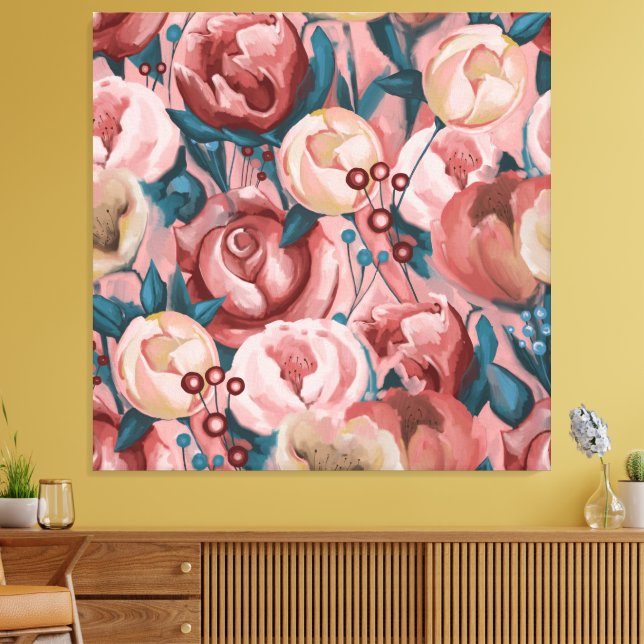 Toile Fleurs beiges (Insitu(Salon))