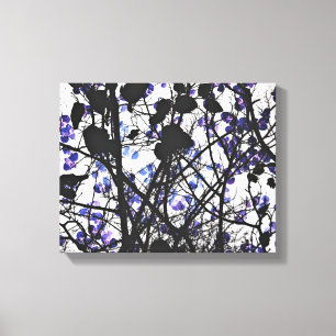 Toile Fleurs bleues sur l'arbre d'hiver concept art numé