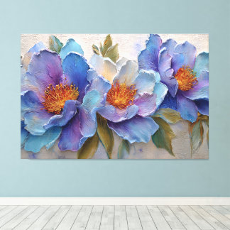 Toile Fleurs bleues, violettes et lavande - Art abstrait
