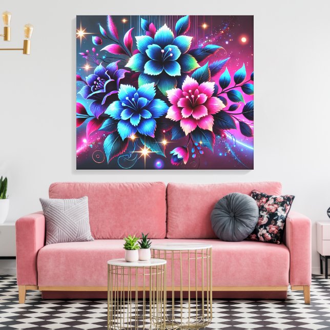 Toile Fleurs colorées 3D (Insitu(Salon))