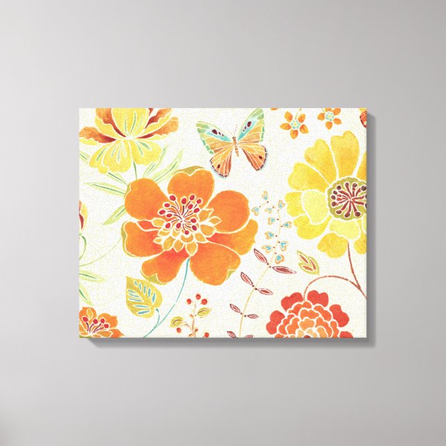 Toile Fleurs colorées et papillons (Recto)