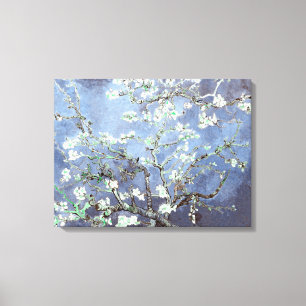 Toile Fleurs d'amandier de Van Gogh Bleu Acier