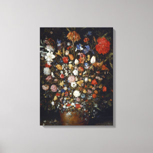 Toile Fleurs dans un bâtiment en bois (par Jan Brueghel)
