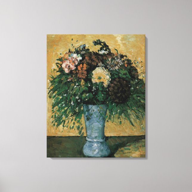 Toile Fleurs dans un Vase Bleu par Paul Cezanne Art Vint (Recto)