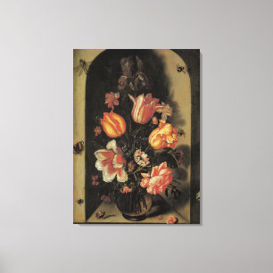 Toile Fleurs dans un vase, nature morte florale baroque 