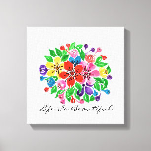 Toile Fleurs d'arc-en-ciel d'aquarelle