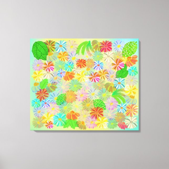 TOILE FLEURS D'ASTER & CONE & COULEUR D'EAU TROPICALE FE (Recto)