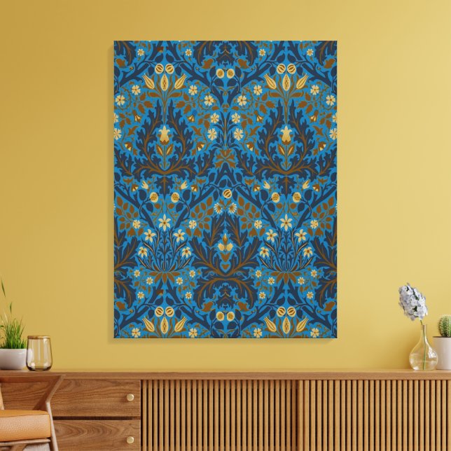 Toile Fleurs d'automne bleues sarcelle vintage William M (Insitu(Salon))