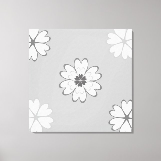 Toile Fleurs de cœur sur gris clair (Recto)