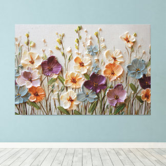 Toile Fleurs de crème, de pêche et de lavande – Mur abst