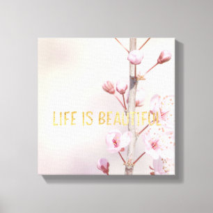 Toile Fleurs de fleurs de cerisier avec la citation