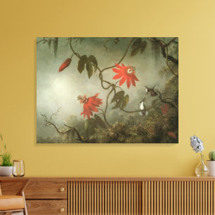 Toile Fleurs de la passion et colibris par Martin J Head