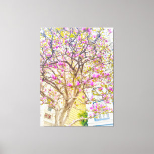 Toile Fleurs de Magnolia rose