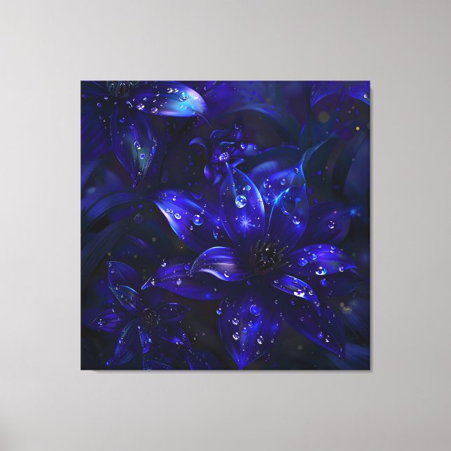 Toile Fleurs de minuit argentées (Recto)