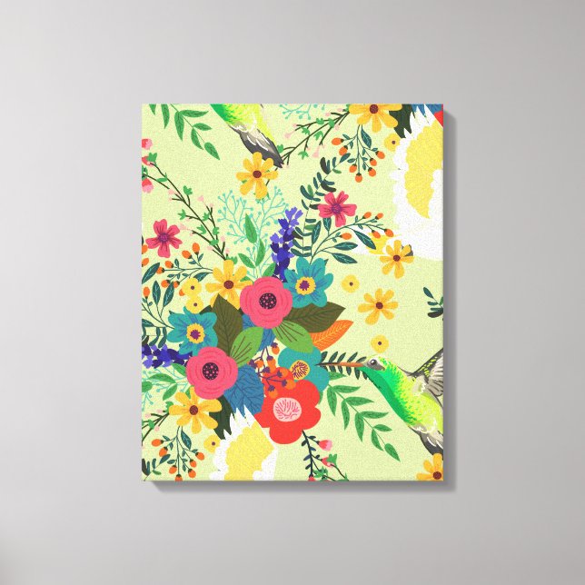 Toile Fleurs de perroquets tropicaux de la Jungle d'été (Recto)