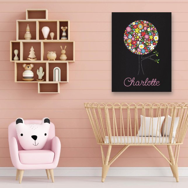Toile Fleurs de printemps Whimsical Pop Tree Cute Nurser (Whimsical Colorful Spring Flowers Pop Tree Cute Nursery Art Canvas Print @ fat_fa_tin)