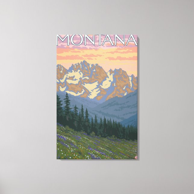 Toile Fleurs de printempsMontanaAffiche de voyage Vintag (Recto)
