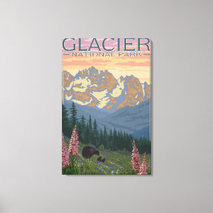 Toile Fleurs de ressort - parc national de glacier, la