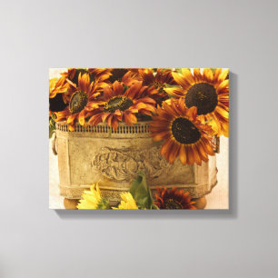 Toile Fleurs De Soleil Orange Dans Panier En Tin