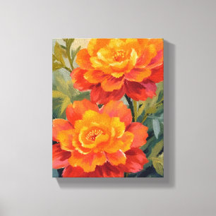 Toile Fleurs de Souci Orange Botanique Aquarelle