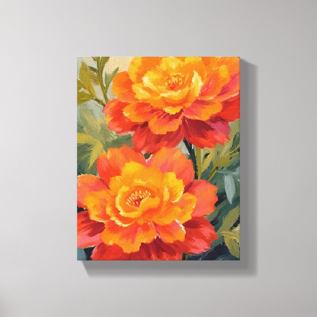 Toile Fleurs de Souci Orange Botanique Aquarelle (Recto)
