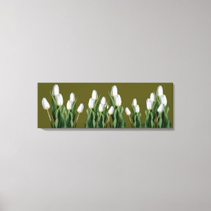 Toile Fleurs de tulipe blanche tendance cool vert boho m