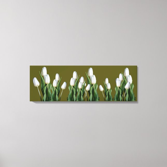 Toile Fleurs de tulipe blanche tendance cool vert boho m (Recto)
