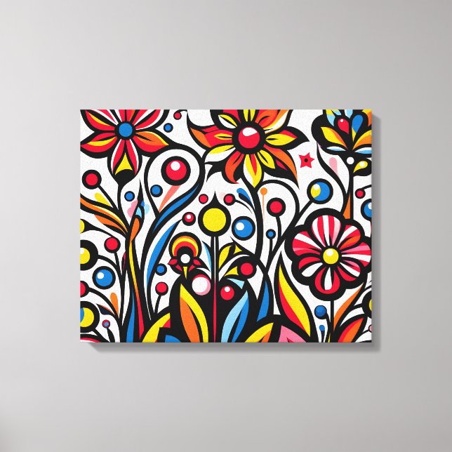 Toile Fleurs dessinées colorées - (Recto)