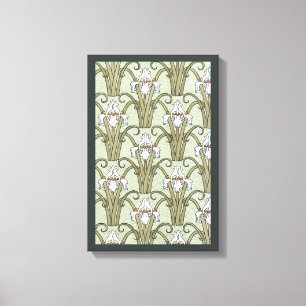 Toile Fleurs d'iris Art Nouveau vintage dans un jardin