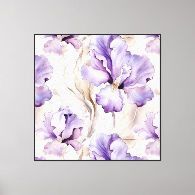 Toile Fleurs d'Iris blanc violet (Recto)