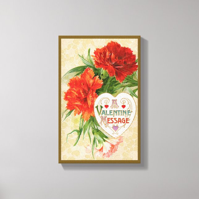 Toile Fleurs d'oeillet, Message de la Saint-Valentin Vin (Recto)