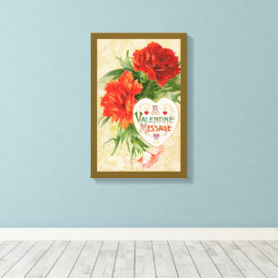 Toile Fleurs d'œillet, Message de la Saint-Valentin Vint