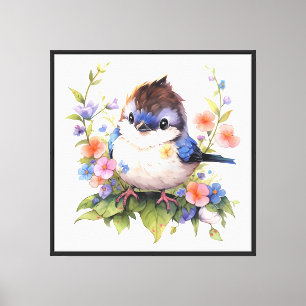 Toile Fleurs d'oiseau de fée Clipart aquarelle-73610