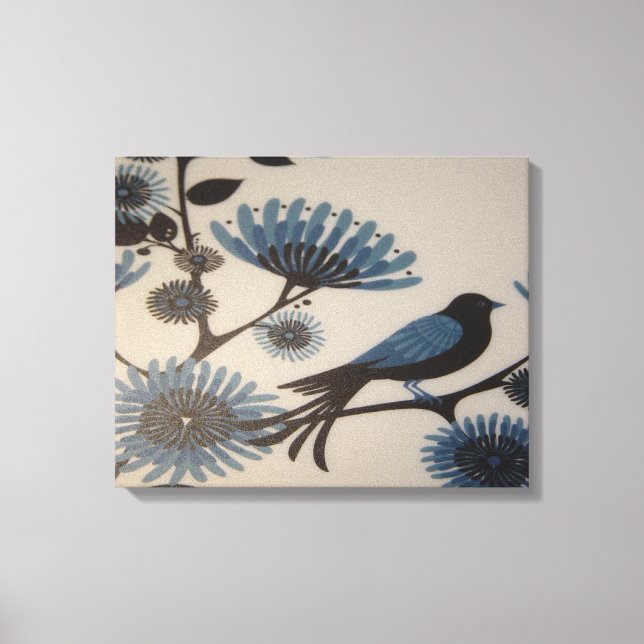 TOILE FLEURS D'OISEAUX BLUEBRES (Recto)
