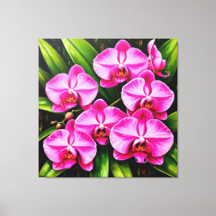 Toile Fleurs d'orchidées vives dans un environnement ver