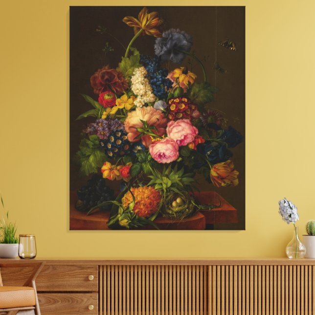 Toile Fleurs et Ananas sur une corniche (Insitu(Salon))