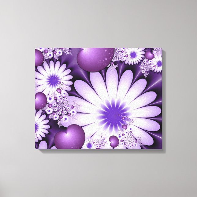 Toile Fleurs et cœurs abstraits de l'amour fractal (Recto)