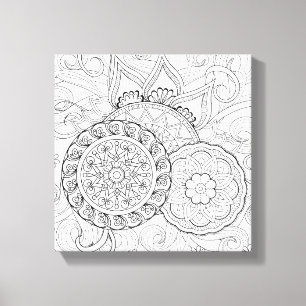 Toile Fleurs et mandalas 6 de griffonnage